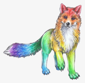 Rainbow Cute Animal Animals Sketch Art Drawing Colorful - Fox Drawings Cute Animals, HD Png Download, Free Download