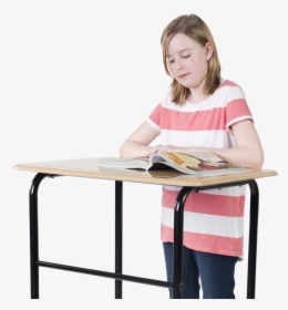 Kid Standing At A Orginal Standing Desk - Kid Standing Desk, HD Png Download, Free Download