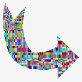 Chromatic Checkered Crystalline Curved Arrow Clip Arts - Colorful Curved Arrow Png, Transparent Png, Free Download
