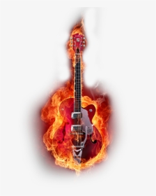 Graphic Instruments Guitar Design Flame Musical Clipart - Guitar On Fire Png, Transparent Png, Free Download