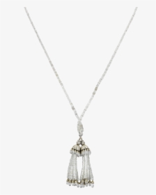Diamond And 18k White Gold Double-tassel Necklace - Locket, HD Png Download, Free Download
