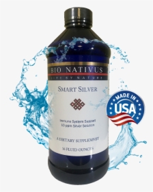 Bio Nativus Smart Silver 16 Ounce Bottle - Water Splash On Perfume, HD Png Download, Free Download