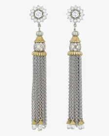 Two-toned 18k Gold And Diamond Briolette Tassel Earrings - Earrings, HD Png Download, Free Download