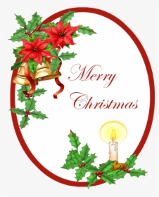 Merry Christmas Greeting With Bells Holy Candle - Christmas Corner Png, Transparent Png, Free Download