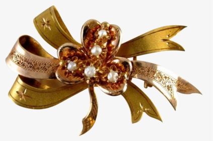 Gold Ribbon Bow Png - Body Jewelry, Transparent Png, Free Download