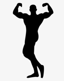 Male Bodybuilder Silhouette Flexing Muscles - Muscular Man Silhouette Png, Transparent Png, Free Download