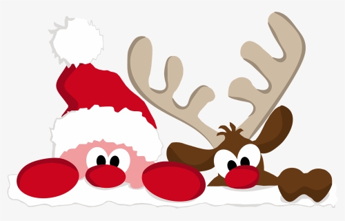 Cute Santa And Reindeer Clipart - Christmas Cartoon, HD Png Download, Free Download