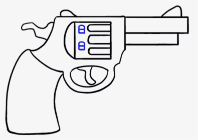 How To Draw Cartoon Revolver - Gun Clipart Black And White, HD Png Download, Free Download