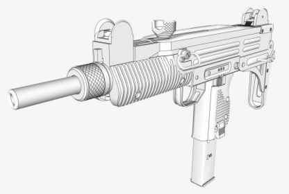 Uzi Submachine Gun Drawing - Uzi 3d Png, Transparent Png, Free Download