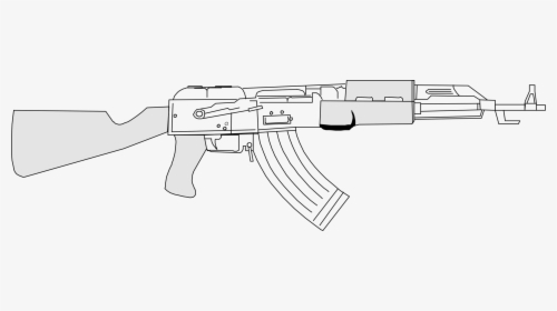 Guns Clipart Ak47 Ak 47 Vector Outline Hd Png Download Kindpng