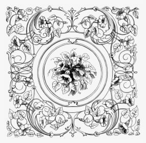 Ornate Frame Lineart - Ornamental Design In Square, HD Png Download, Free Download