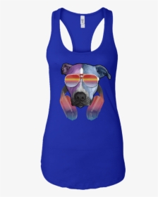 Retro Pitbull Dog With Sunglasses Headphones Women"s - Pug, HD Png Download, Free Download