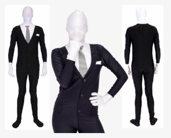 Slender Man Spandex Full Body Zip Up Bodysuit Costume - Slender Man Halloween Costume, HD Png Download, Free Download