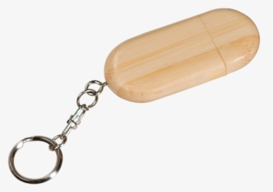 8gb Rounded Bamboo Usb Flash Drive With Keychain, HD Png Download, Free Download