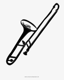 Trombón Página Para Colorear - Trombone Png Black And White, Transparent Png, Free Download