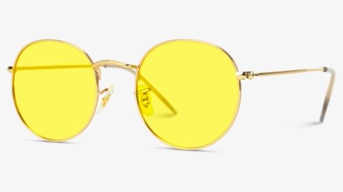 Yellow Frame Metal Frame Retro Glasses - Transparent Material, HD Png Download, Free Download