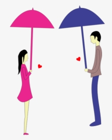 Man And Woman With Umbrellas - Free, HD Png Download, Free Download