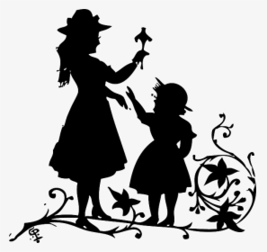 Silhouette, Kids, Child, Free, Play, Automatic - Mother And Daughter Silhouettes Clipart, HD Png Download, Free Download