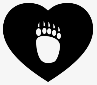 Pawprint - Bear In A Heart Silhouette, HD Png Download, Free Download