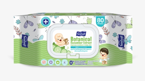 Sanisoft Baby Wipes Botanical Cucumber Extract - Wet Wipe, HD Png Download, Free Download