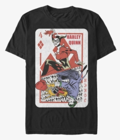Harley Quinn And Joker Playing Card Dc Comics T-shirt - Harley Quinn, HD Png Download, Free Download
