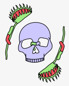 A Lavendar Skull Framed By Two Venus Fly Traps, All, HD Png Download, Free Download