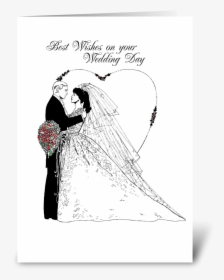 Wedding Wishes Black And White Greeting Card - Wedding Card Black And White, HD Png Download, Free Download