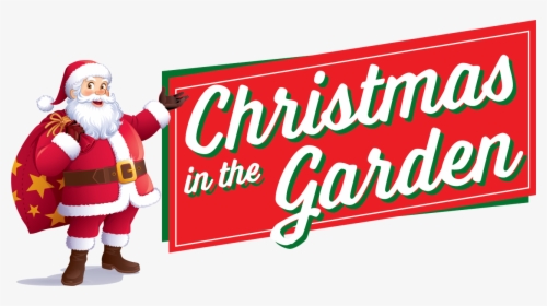 Christmas In The Garden With Cartoon Santa - Christmas, HD Png Download, Free Download