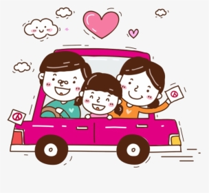 Cartoon Fundal Clip Art - Cartoon Family In Car, HD Png Download, Free Download