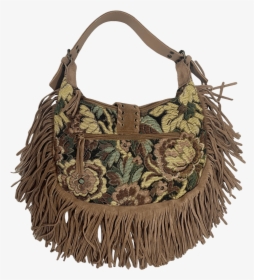 Floral Crossstitched And Brown Fringed Shoulder Bag - Shoulder Bag, HD Png Download, Free Download
