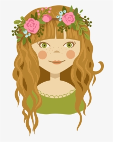 Crown Clip Baby Girl Hair - Girl With Flower Crown Clipart, HD Png Download, Free Download