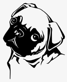 Pug Dog Wall Art Sticker - Pug Vector Black And White, HD Png Download, Free Download