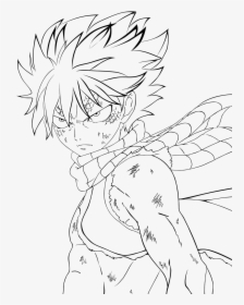 Click To See Printable Version Of Cool Natsu Coloring - Anime Fairy Tail Coloring Pages, HD Png Download, Free Download