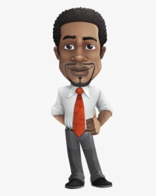 African American Male Character With A Black Hair - African American Cartoon Man, HD Png Download, Free Download