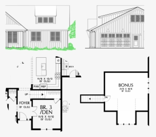 Add Bonus Over Garage To Mascord Elm Tree Farm All - Technical Drawing, HD Png Download, Free Download