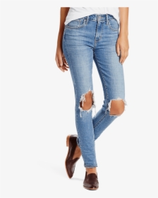 Ripped High Waist Jeans For Women, HD Png Download, Free Download