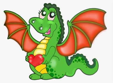 Cartoon Dragon With Heart Vector Clipart Image - Dragons Cartoon, HD Png Download, Free Download