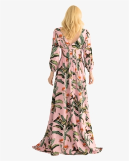 Tropical Print Button Front Maxi Dress - Gown, HD Png Download, Free Download