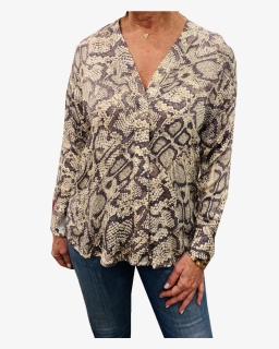 Snake Print Button Top - Blouse, HD Png Download, Free Download