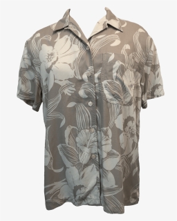 Beige Hawaiian Print Button Up By Liz Claiborne - Polo Shirt, HD Png Download, Free Download