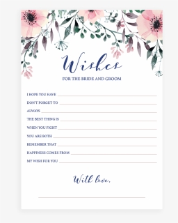 Floral Wishes For The Bride And Groom Card Printable - Wedding Invitation Template Png, Transparent Png, Free Download