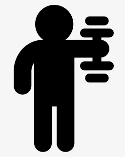 Male Silhouette Holding Dumbbell Variant - Dumbbell, HD Png Download, Free Download