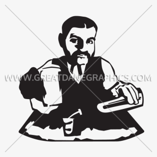 Bartender Vector Silhouette - Sitting, HD Png Download, Free Download