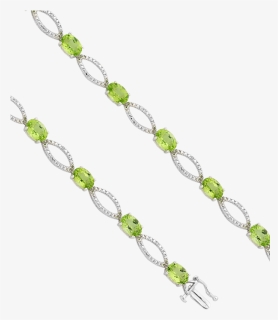 White Gold Peridot And Diamond Bracelet - Necklace, HD Png Download, Free Download