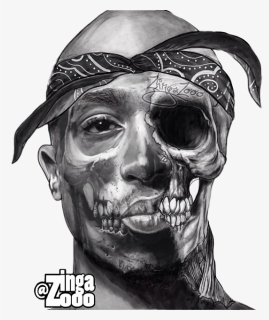 Transparent 2pac Clipart - Tupac Skull Tattoo, HD Png Download, Free Download