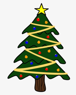 Christmas Tree, Yellow Garland - Christmas Tree Cartoon Png, Transparent Png, Free Download