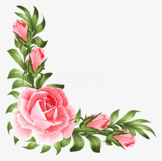 Free Png Download Rose Corner Decoration Png Clipart - Pink Flower Corner Png, Transparent Png, Free Download
