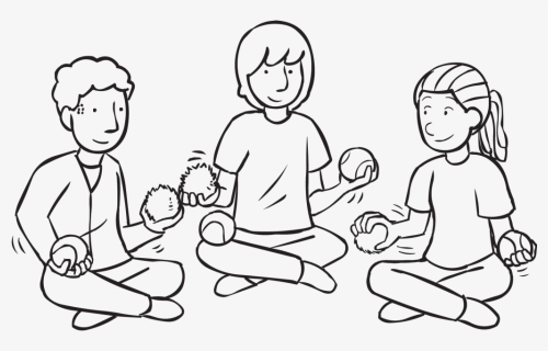 Three People Sitting In Circle Passing Balls To Each - Three People Sitting In A Circle, HD Png Download, Free Download