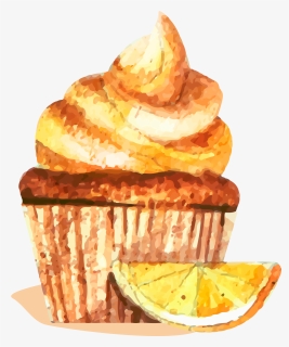 Cupcake Watercolor Painting Cake - Ice Cream Cake Drawing, HD Png Download, Free Download