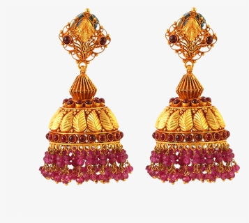 Gold Earrings Collections South - Gold Lakshmi Jhumka Designs, HD Png Download, Free Download